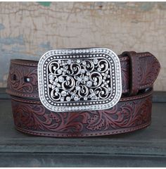 Ariat Ladies' Tooled Belt Country Belt Buckles, Belt Cowgirl, Country Belts, Mode Country, Tooled Belt, Womens Belt Buckles, Cowgirl Belts, Trail Ride, Tooled Leather Belts