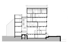 an architectural drawing of a three story building