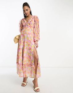 Miss Selfridge chiffon ruffle detail maxi dress in bright ditsy floral | ASOS Spring Maxi Dress With Ditsy Floral Print, Feminine Spring Ditsy Floral Print Maxi Dress, Spring V-neck Maxi Dress For Daywear, Chic Ditsy Floral Print Maxi Dress For Spring, Floor-length Maxi Dress For Daywear In Spring, Spring Feminine Maxi Dress With Ditsy Floral Print, Spring Floor-length Maxi Dress For Daywear, Floor-length Maxi Dress For Spring Daywear, Spring Daywear Floor-length Maxi Dress