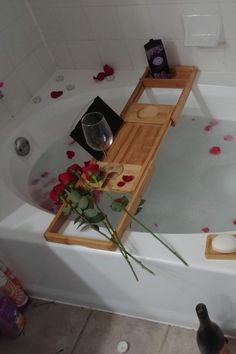 Transform your bath time into a romantic escape with this stunning rose petal setup featuring Monsuri’s elegant bath tray. Perfect for a relaxing soak, date night, or self-care indulgence, this setup exudes luxury and tranquility. Elevate your bath with essentials that blend aesthetics and functionality. #RomanticBath #MonsuriBathTray #RelaxingBathSetup #SelfCareLuxury #BathAesthetics #2024BathIdeas #RosePetalVibes Bathtub Caddy Tray, Wood Bath Tray, Bath Board, Tub Tray, Bathtub Caddy, Shower Rack, Bath Shelf, Wood Bath