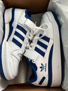 Dark Blue Shoes Sneakers, Adidas Blue And White, Adidas Forum Low Azul, Adidas Forum Blue, Adidas Blue Shoes, Adidas Low Forum, Forum Lows, Dark Blue Sneakers