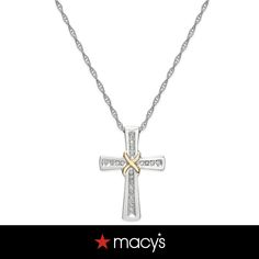 in stock Diamond Cross Jewelry With Diamond Accents, Cross Shaped Diamond Jewelry With Accents, 14k Gold Cross Jewelry With Diamond Accents, Elegant Diamond White Cross Jewelry, Fine Jewelry Cross With Diamond Accents, Fine Jewelry Cross Shaped With Diamond Accents, Diamond Cross Jewelry For Anniversary, Macy's 14k Gold Jewelry With Diamond Accents, White Gold Cross Pendant With Diamond Accents