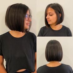 Hair Back View, Short Hair Back View, One Length Haircuts, One Length Hair, Sleek Short Hair, Short Hair Back, Modern Bob, Short Hair Tomboy, Cool Short Hairstyles