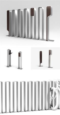 several different angles and sizes of metal objects