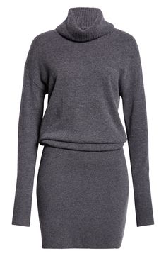 A drapey drop-shoulder bodice and fitted skirt enhance the flattering silhouette of this mini sweater-dress elevated in a woolly cashmere-kissed blend. 38 1/2" length (size Medium) Turtleneck Long sleeves with ribbed cuffs Unlined 70% wool, 30% cashmere Dry clean Imported Cashmere Sweater Dress, Mini Sweater, Sweater Maxi Dress, Cashmere Dress, Turtleneck Sweater Dress, Womens Cashmere, Cashmere Turtleneck, Wool Turtleneck, Mini Sweater Dress