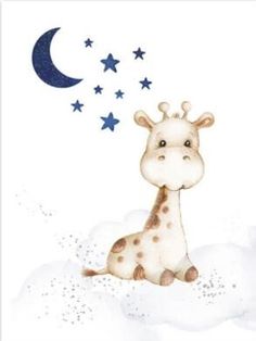 a giraffe sitting on top of a pile of snow next to a crescent