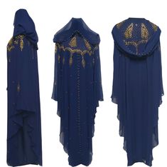 Latest Design Women Blue Abaya Jilbab Farasha .  As a result, comes in original plastic wrap. Hijab included. Beautiful material with a premium feel. Exclusive new design Abaya.   Fabric - Premium Grade Chiffon and nida  Design with  stones  Scarf  is attached  Different size Available  Comes with lining     Abayas are known by many names. However, they serve the same purpose: to cover. Other models are usually kaftans, cut from light, flowing fabrics like crepe, georgette, and chiffon. Other kn Blue Long Khimar For Eid, Long Blue Khimar For Eid, Blue Agbada With Dabka Detail, Traditional Blue Abaya With Dabka, Traditional Blue Hijab For Eid, Abaya Fabric, Design Abaya, Blue Abaya, Wrap Hijab