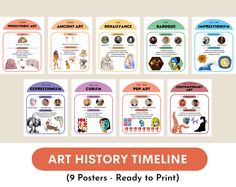 the art history time line with 9 posters ready to print