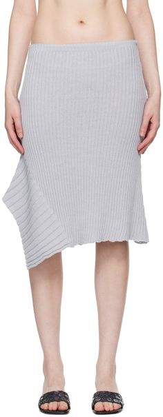 Rib knit organic cotton-blend skirt. · Asymmetric construction · Slit at side seam Supplier color: Light blue Paloma Wool, Color Light Blue, Mid Length Skirts, Paloma, Color Light, Rib Knit, Apparel Accessories, Midi Skirt, Organic Cotton