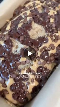 an uncooked chocolate chip cake in a pan