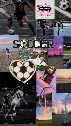 a collage of photos with soccer players and their names in the middle one has a heart on it