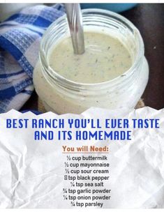 Homemade Ranch Salad Dressing, Ranch Dressing Recipe Homemade, Homemade Condiments, Homemade Ranch