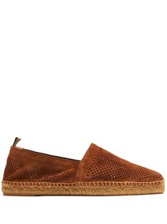 brown calf suede mesh design square toe slip-on style pull-tab at the heel braided raffia sole Brown Espadrilles, Design Square, Mesh Design, Espadrille Shoes, Pull Tab, Espadrilles, Slip On, Mesh, Square