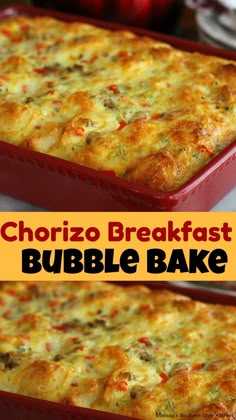 two images of a baked breakfast bubble bake