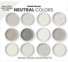 the modern farmhouse paint palette is shown in twelve colors, including blue and grays