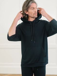 Men's Ultra-Soft Bamboo Hoodie | Cozy Earth Relaxed Fit Hoodie For Loungewear With Soft Texture, Soft Relaxed Fit Hoodie For Loungewear, Soft Textured Relaxed Fit Hoodie For Loungewear, Comfortable Solid Color Loungewear Hoodie, Comfortable Hoodie Activewear For Loungewear, Super Soft Comfortable Hoodie For Lounging, Cozy Stretch Solid Hoodie, Comfortable Super Soft Hoodie For Lounging, Stretch Athleisure Hoodie For Everyday