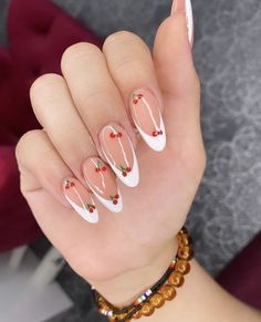 Cherry Nails, Casual Nails, Pretty Acrylic Nails, Chic Nails, Best Acrylic Nails, Long Acrylic Nails, Cute Acrylic Nails