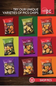 an advertisement for chips with different flavors