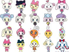 the cartoon characters are all different colors and sizes, but one is not very cute