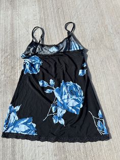 vintage black and blue flower tank top  | eBay Flower Tank Top, Vintage Tank Top, Blue Floral Pattern, Vintage Tank, Blue Flower, Blue Floral, Vintage Black, Vintage Floral, Blue Flowers