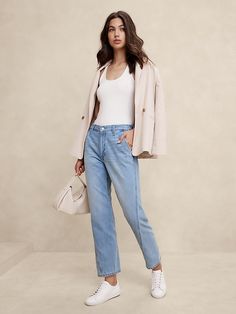 Luxe High-Rise Barrel Jean | Banana Republic Factory Spring Everyday Dark Wash Jeans, Versatile Cotton Jeans For Spring, Versatile Spring Cotton Jeans, Versatile Medium Wash Jeans For Spring, Versatile Medium Wash Spring Jeans, Versatile Spring Medium Wash Jeans, Spring Medium Wash Versatile Jeans, Versatile Light Wash Cotton Jeans, Trendy Spring Jeans For Casual Gatherings