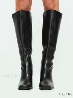 Lasaky - Classic and Chic Black Knee High Boots Black Wide Calf Mid-calf Platform Boots, Tall Black Knee-high Boots With Square Toe, Black Knee-high Wide Calf Boots With Square Toe, Black Knee-high Boots With Square Toe, Black Wide Calf Knee-high Boots With Square Toe, Black Square Toe Wide Calf Knee-high Boots, Black Square Toe Knee-high Boots With Wide Calf, Classic Black Mid-calf Heeled Boots, Chic Black Mid-calf Heeled Boots