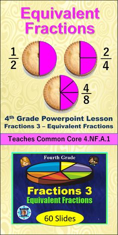 an image of fraction fractions for grade 3 and 4 with the text, equal fraction fraction