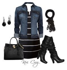 Boots Dresses, Outfit Casual, Cute Fashion, High Boots, Autumn Winter Fashion, Jean Jacket, Work Outfit, Black Boots