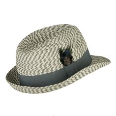 UPF 50+ Paper Braid FedoraMade of 88% paper straw and 12% polyester.2 sizes available for men with an elastic tie inside; L(59cm) and XL(61cm).Adult/Man.Fitted with an inner hatband.Crown measures 4 inches deep.Brim measures 2 inches wide.Hand wash only.Imported. Stylish UV sun protective paper braid fedora hat for men.Pinched top crown.A solid grosgrain hatband is featured around the crown.Feather is accented on one side of hat.UPF 50+ provides excellent UV protection that blocks UVA and UVB.Back brim is turned upward.Our men's UV fedora hat is great for vacations, events, parties, dinner and for all other casual outings.Spring and Summer.10.5(W) X 11(L) X 5(H)inches.Flexible, cool and sun protective material.Available in different colors and styles. Fitted Gray Summer Hat, Casual Fitted Woven Hat, Casual Gray Fedora For Summer, Casual Gray Summer Fedora, Adjustable Gray Fedora For Summer, Mens Fedora, Fedora Hat Men, Straw Fedora Hat, Straw Fedora