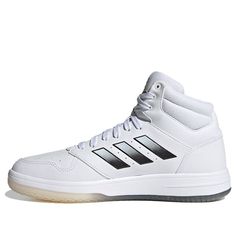 Adidas Gametaker Basketball Shoes 'White Metallic Black' FY8561 (SNKR/Retro/Men's/High Top) White Leather Adidas Basketball Shoes, Adidas White High-top Sneakers With Abzorb Midsole, Adidas White High-top Sneakers With Cushioned Midsole, Adidas White Leather Basketball Shoes, Retro White Lace-up Basketball Shoes, Adidas White High-top Basketball Shoes, Retro White Basketball Shoes With Cushioned Footbed, Retro White Basketball Shoes With Round Toe, Retro White High-top Sneakers With Cushioned Footbed