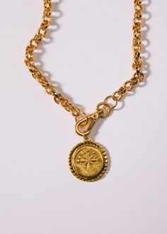 16" gold-filled chain and brass cross medallion pendant.  **To keep your antique gold/brass items in great condition, it's best to take them off before swimming or showering. Luxury Brass Medallion Necklace, Gold-tone Medallion Brass Chain Necklace, Elegant Brass Coin Necklace, Tarnish Resistant, Luxury Tarnish-resistant Brass Necklace, Vintage Brass Tarnish-resistant Chain Necklace, Gold Filled Chain, Antique Gold, Gold Filled, Gold Necklace