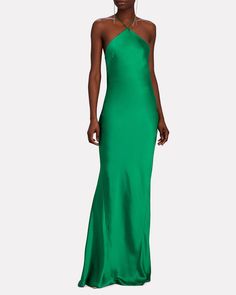 Shop Justine Open-Back Charmeuse Maxi Dress from Retrofête in green. Green Silk Dress, Earrings Fabric, Green Silk Dresses, Green Maxi Dress, Dress Open Back, Prom Designs, Green Maxi, Silk Slip Dress, Wedding Mood