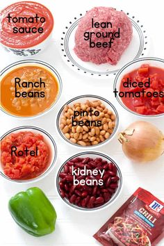 an image of food labeled in different bowls