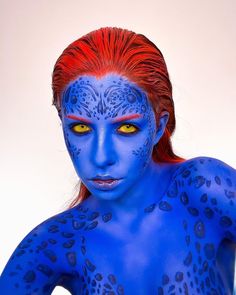 Movie Character Makeup, Mystique Costume, Charlotte Roberts, Xmen Cosplay, Instagram Makeup Artist, Virtual Makeup, Artist Makeup, Old Makeup, Halloween Makeup Inspiration