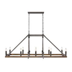 ELK Home - 82289/10 - Ten Light Linear Chandelier - Harwell - Antique Millwood Track Lighting Pendants, Candelabra Chandeliers, Outdoor Chandeliers, Linear Suspension, 3 Light Chandelier, Candle Style Chandelier, Mini Chandelier, Large Candles, Elk Lighting