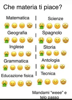 many different emoticions with the words in spanish and english on them, including one that