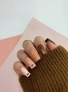 21 Cute Brown Heart Nail Design Ideas for 2022 Brown Ombre Nails Coffin, Brown Ombre Nails, Ombre Nails Coffin, Brown Heart, Heart Nail Designs, Heart Nail, Nail Design Ideas, Brown Ombre