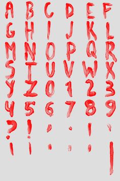 the letters and numbers are drawn in red ink