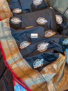 Exclusive Katan Silk Banarasi - Black Red Kadwa Woven – Panache-The Desi Creations Silk Saree Banarasi, Katan Silk, Saree Shopping, Blouse Piece, Saree Designs, Indian Fashion