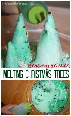 this is an easy science project for kids to make melting christmas trees