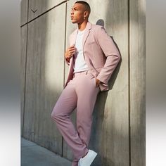 Size S/M Men’s Suit Jacket Pants Size Men’s 32 But Runs A Little Bigger. Brand New With Tags. Never Worn. Got Way Too Big Of A Size On Accident. Floral Attire, Satin Suit, Tall Height, Satin Joggers, Monochromatic Outfit, Denim Suit, Pink Suit, Blazer Set, Slim Trousers