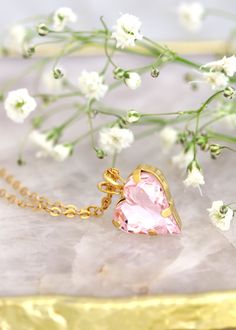 "Heart Necklace, Pink Crystal Heart Necklace, Valentines Gift For Her, Pink Heart Crystal Gold Necklace, Pink Crystal Necklace, Gift For Her Matching Earrings: https://etsy.me/3dhRNkL IF YOU WANT THE BEST CHOSE THE ORIGINAL Petite Delights is an Official SWAROVSKI® Branding Partner Official Swarovski Elements® Partner Made with real genuine high-quality Austrian Swarovski ©Crystal. Our brand is legally licensed & authorized By Swarovski Company for high-quality manufacturing. This pair comes Valentine's Day Heart-shaped Birthstone Necklaces, Valentine's Day Birthstone Heart Pendant Necklace, Valentine's Day Heart Pendant Necklace With Birthstone, Mother's Day Heart Cut Charm Necklace With Heart Beads, Heart-shaped Pink Jewelry For Mom, Valentine's Day Heart Cut Birthstone Charm Necklaces, Pink Heart Necklace With Birthstone For Mother's Day, Valentine's Day Heart Cut Birthstone Charm Necklace, Heart-shaped Charm Necklace For Mom On Valentine's Day