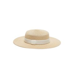 Natural vented hemp boater with ivory textured ribbon band. 6.5" X 2.75" X 3.25" SKU: 21018-13324 White Boater Hat With Flat Crown For Spring, White Boater Hat With Flat Crown For Summer, Chic Cream Toquilla Straw Boater Hat, Chic Cream Summer Hat Bands, Summer Cream Fedora With Flat Crown, Summer Cream Flat Crown Fedora, Chic Cream Straw Hat With Flat Brim, Chic Cream Straw Boater Hat, Beige Flat Crown Sun Hat For Spring