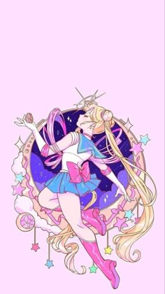 a drawing of a girl with long blonde hair and stars on her chest, flying through the air