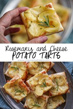 potatoes and cheese potato tarts on a plate with rosemary sprigs in the middle