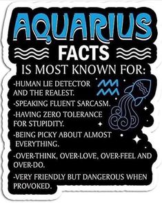 an aquarius fact sticker on a white background