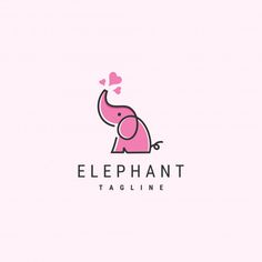 the elephant logo is pink and has hearts on its trunk, as if it were an elephant