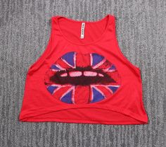 True Rock Womens Red Cropped Tank Top Large London Grunge Rock Union Jack Union Jack Fashion, Edgy Red Summer Tops, Edgy Red Summer Top, Red Grunge Tops For Fall, Trendy Red Top For Festival, Trendy Red Top With Flag Print, Red Top For Summer Music Festival, Red Summer Music Festival Top, Alternative Red Summer Tops