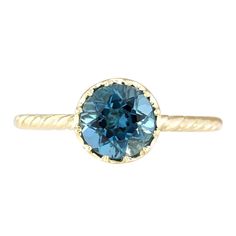 Stamped: 14K Yellow Gold Total Ring Weight: 1.8 Grams Total Natural Topaz Weight is 1.50 Carat Color: London Blue Face Measures: 8.00x8.00 mm Sku: [703262W] Topaz Yellow, Blue Face, La Face, Yellow Gold Ring, London Blue Topaz, London Blue, Topaz Ring, Cocktail Rings, Yellow Gold Rings