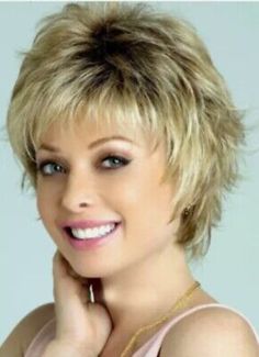 Hot Style New Fashion Blond Short Layered Natural Straight Synthetic Wigs Hair | eBay Shaggy Hairstyles For Fine Hair, Shaggy Hairstyles, Hairstyles For Fine Hair, Shaggy Short Hair, Short Shag Hairstyles, Short Layered, Short Hairstyles For Thick Hair, Shag Hairstyles, Short Choppy Hair